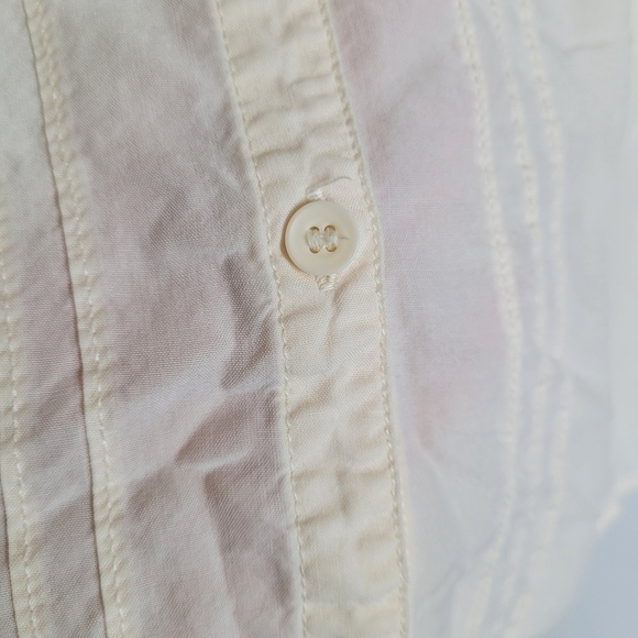 Liz Claiborne Vintage Ivory Button Down Blouse 90s Lightweight Quayer Sleeve Lrg - Picture 6 of 11